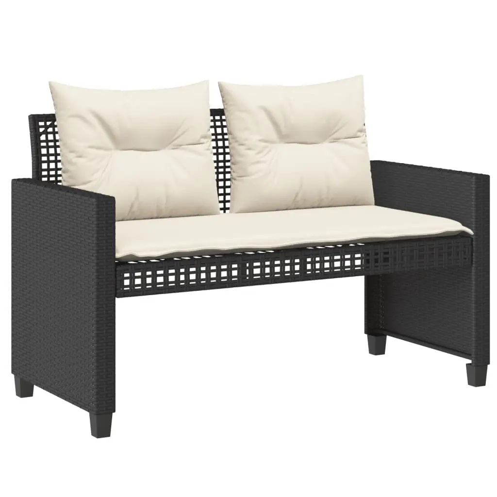 4 Piece Sectional Garden Sofa Set Black Weather Resistant Poly Rattan with Adjustable Tempered Glass Table