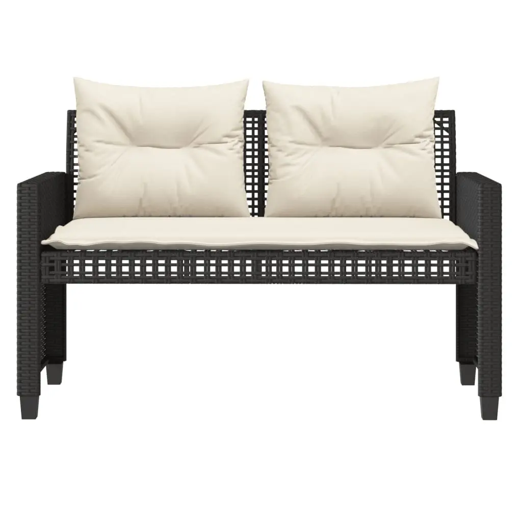 4 Piece Sectional Garden Sofa Set Black Weather Resistant Poly Rattan with Adjustable Tempered Glass Table