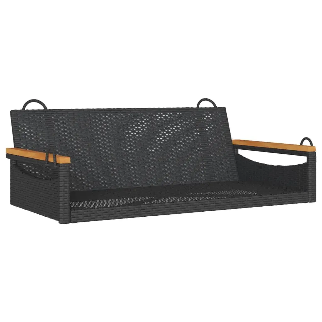 Outdoor Swing Bench Black PE Rattan Garden Furniture 109x62x40cm