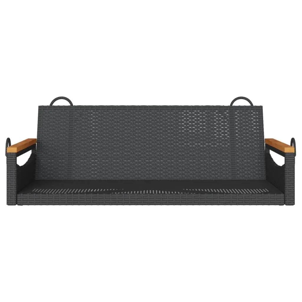 Outdoor Swing Bench Black PE Rattan Garden Furniture 109x62x40cm