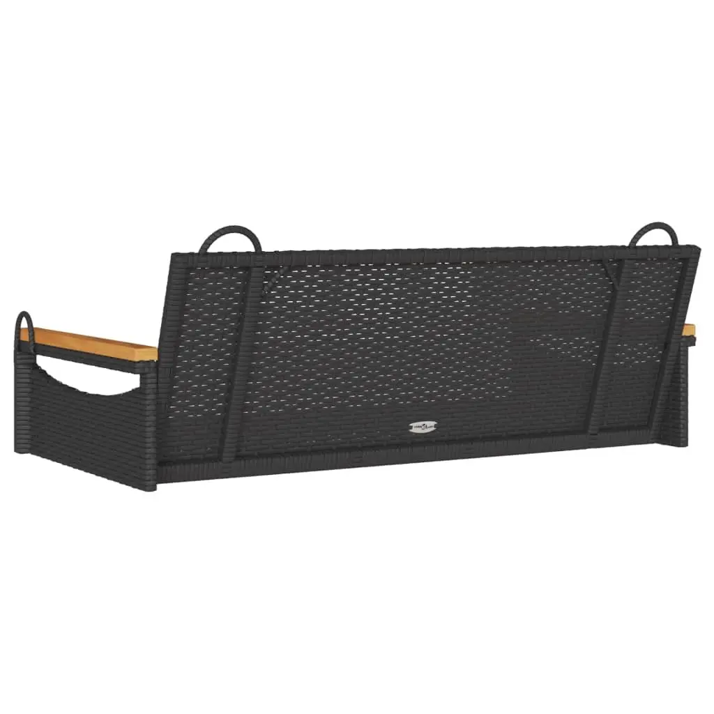 Outdoor Swing Bench Black PE Rattan Garden Furniture 109x62x40cm