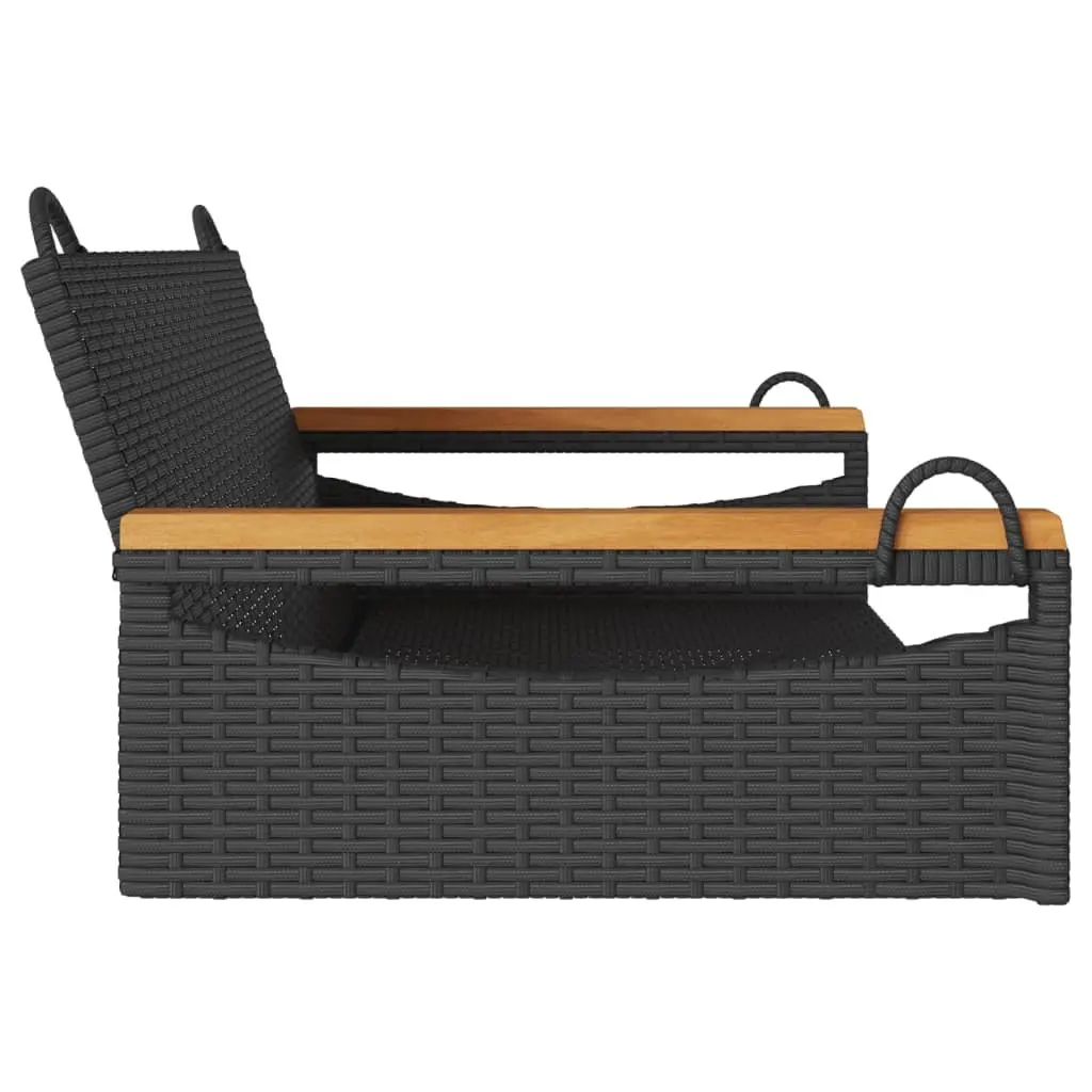 Outdoor Swing Bench Black PE Rattan Garden Furniture 109x62x40cm