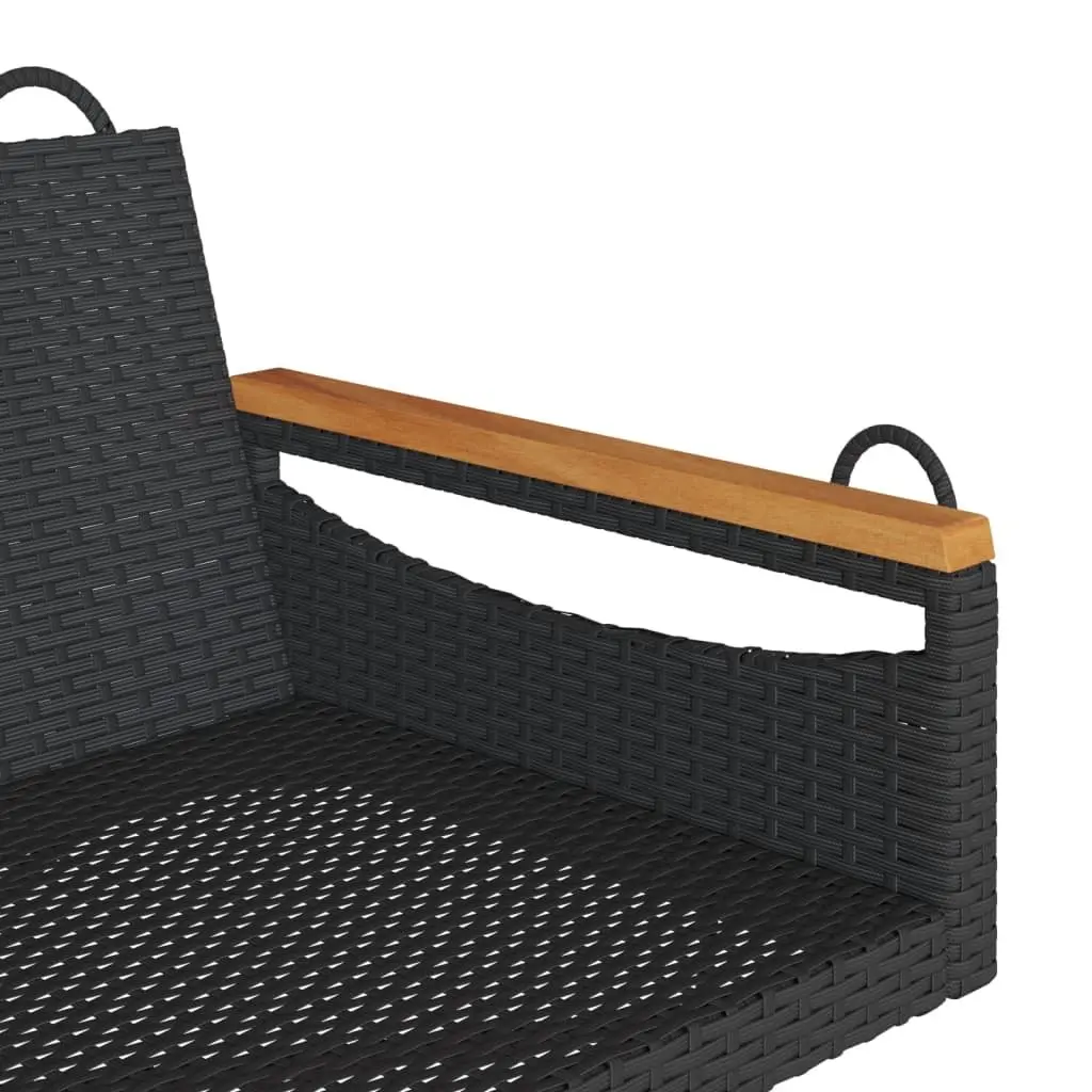 Outdoor Swing Bench Black PE Rattan Garden Furniture 109x62x40cm