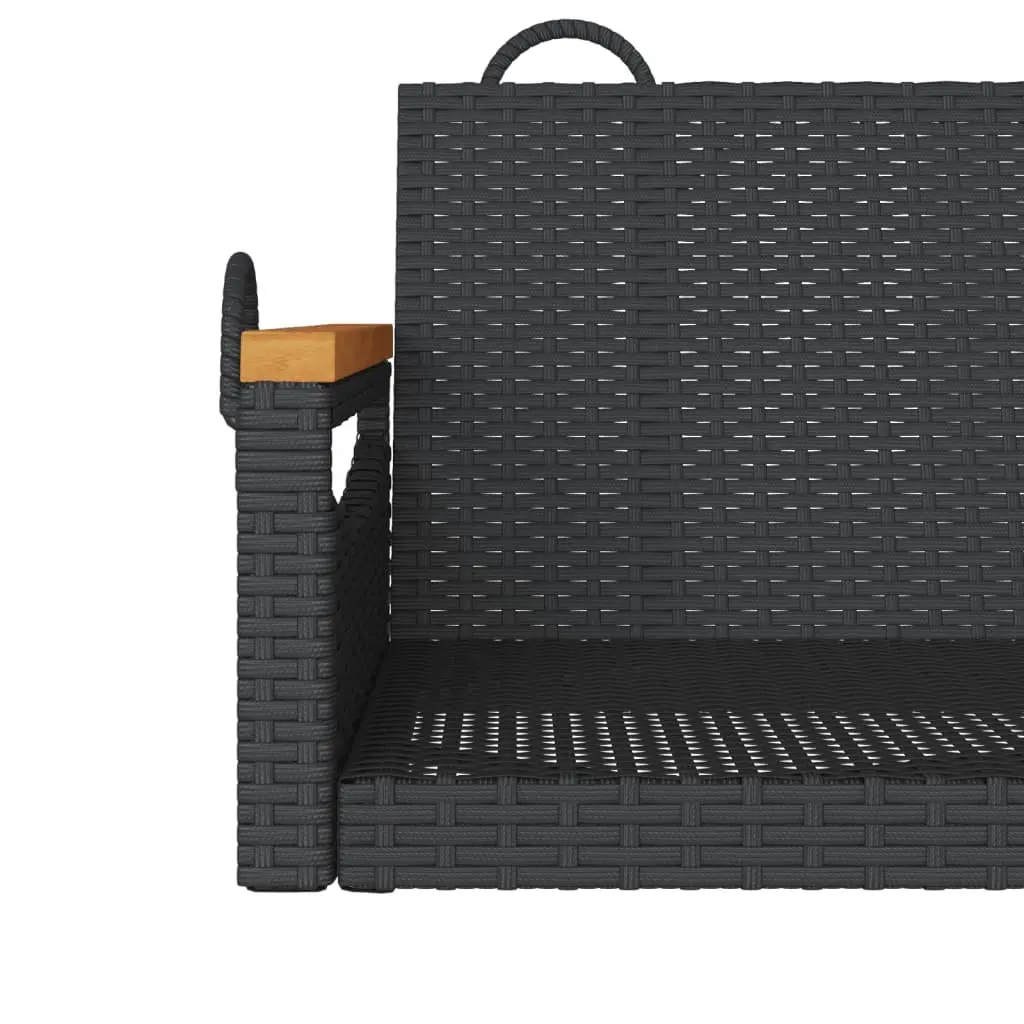 Outdoor Swing Bench Black PE Rattan Garden Furniture 109x62x40cm
