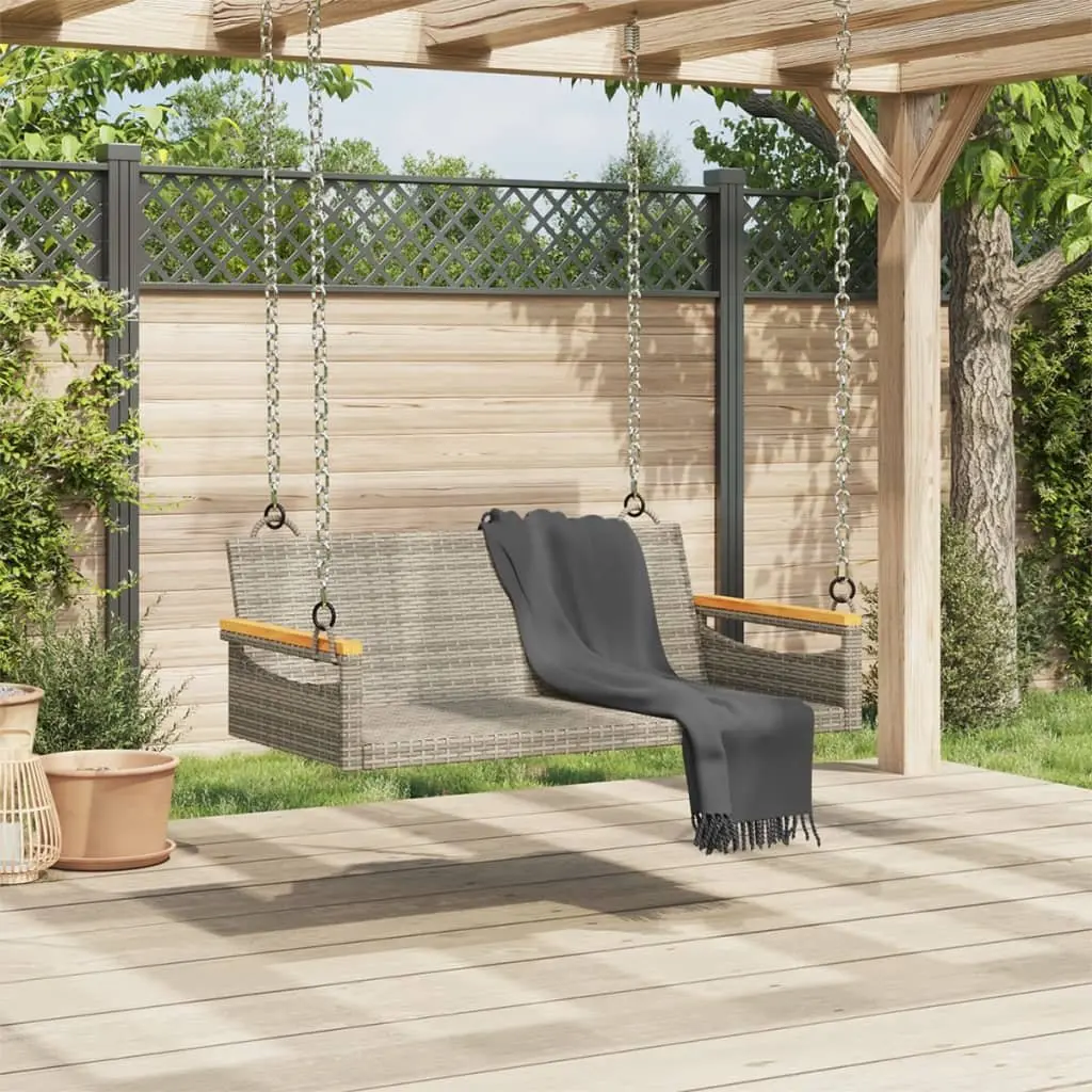 Outdoor Swing Bench Grey PE Rattan 109 x 62 x 40 cm