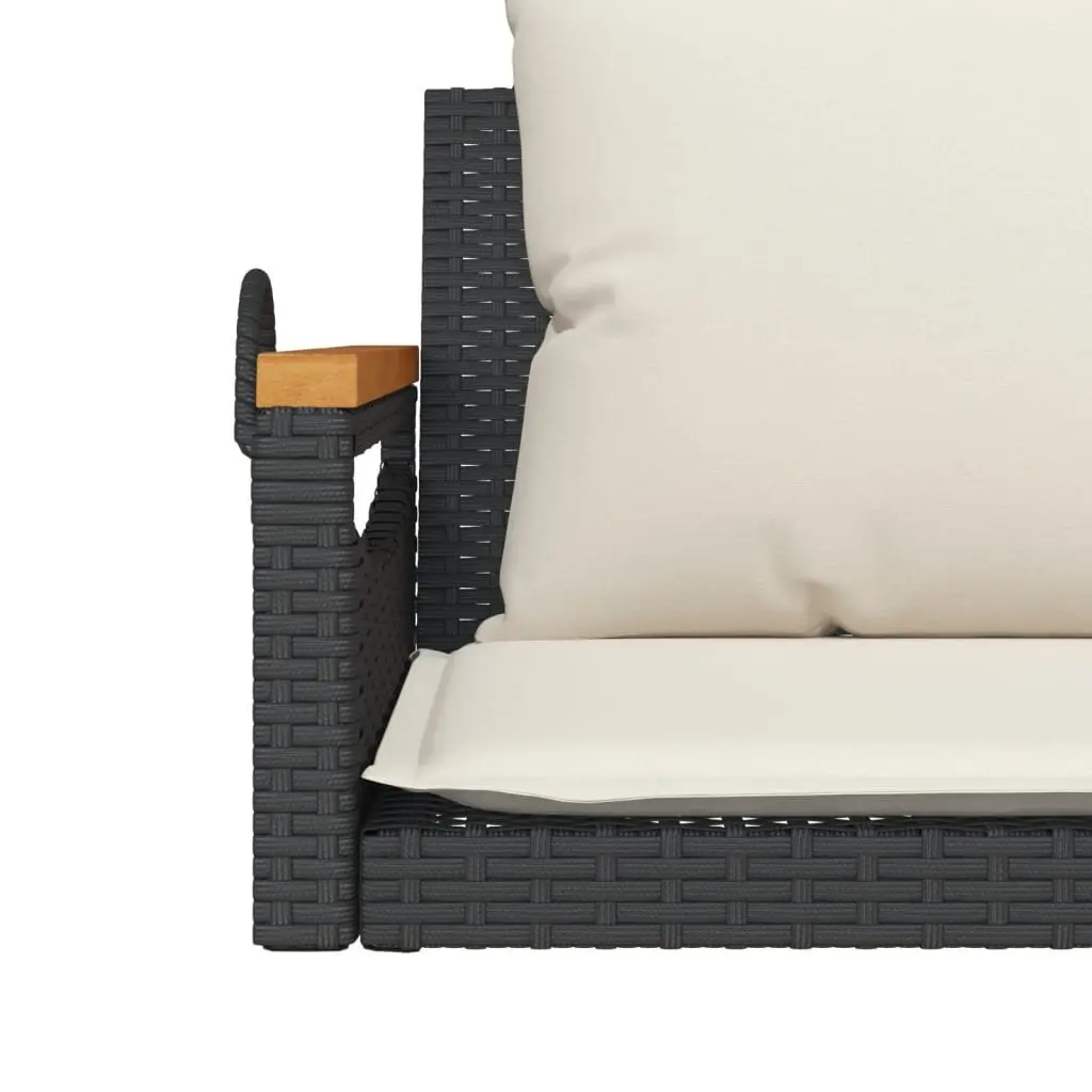Outdoor Swing Bench with Cushions Black PE Rattan 109 x 62 x 40 cm