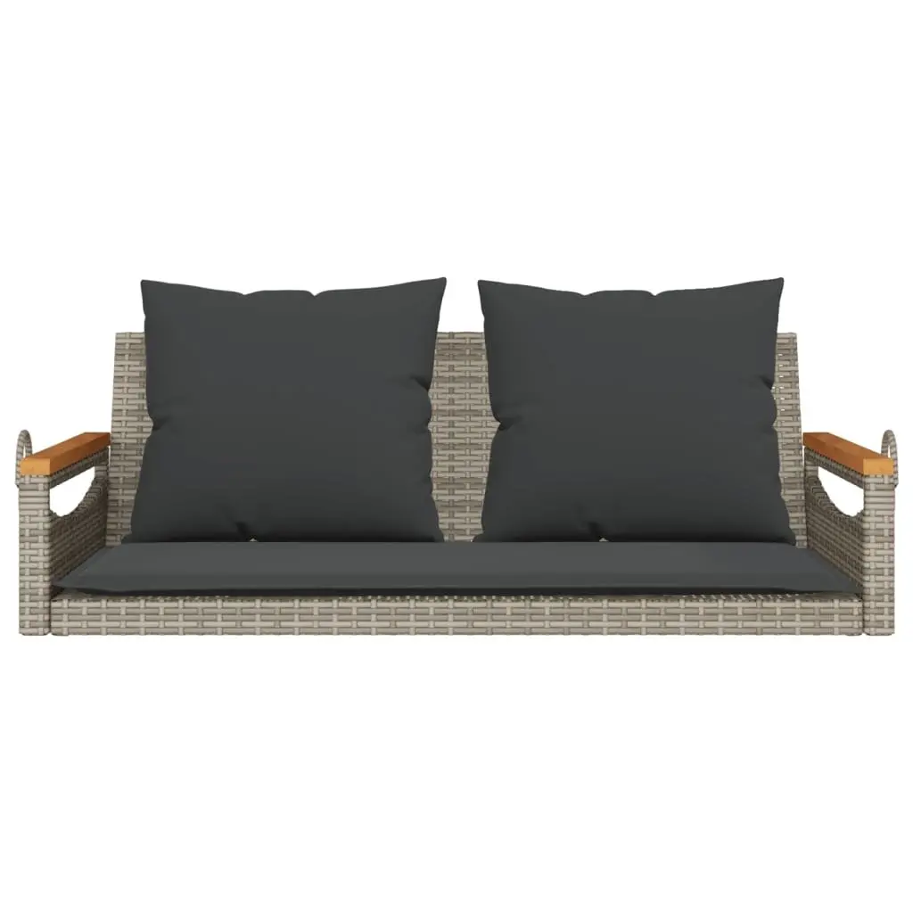 Swing Bench Grey Outdoor Garden Seating with Cushions Poly Rattan