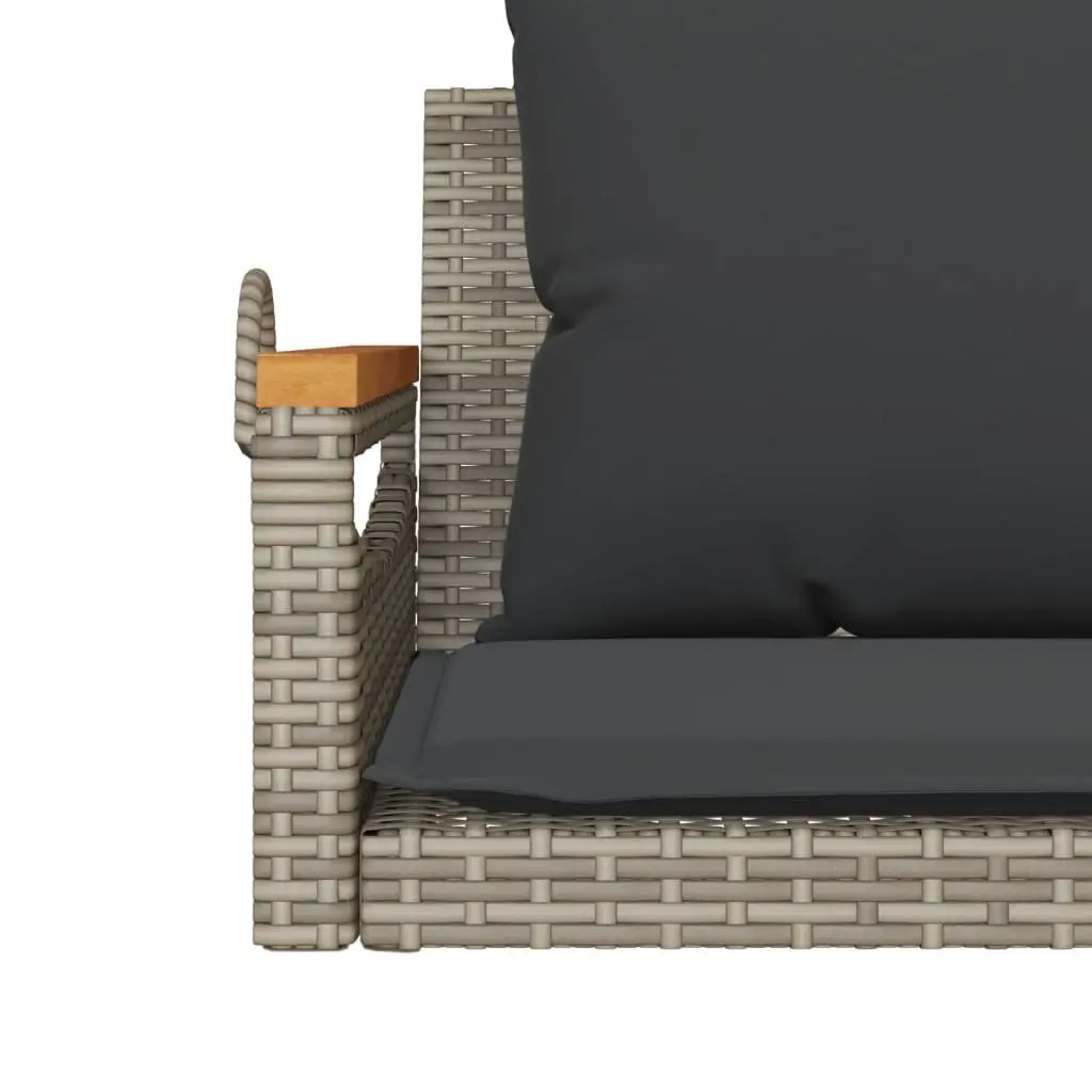 Swing Bench Grey Outdoor Garden Seating with Cushions Poly Rattan