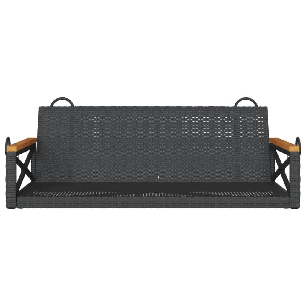 Outdoor Swing Bench Black Poly Rattan Garden Relaxation Hanging Seat Furniture