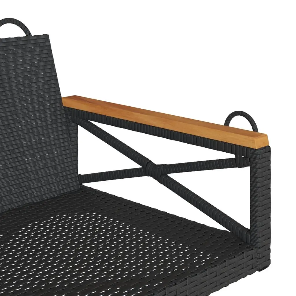 Outdoor Swing Bench Black Poly Rattan Garden Relaxation Hanging Seat Furniture