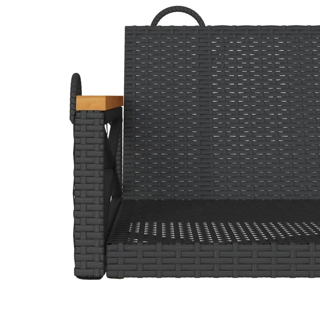 Outdoor Swing Bench Black Poly Rattan Garden Relaxation Hanging Seat Furniture