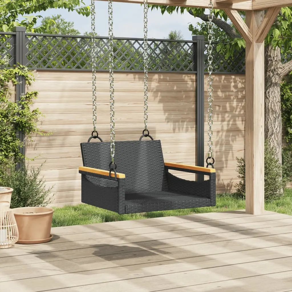 Outdoor Swing Bench Black Poly Rattan 63 x 62 x 40 cm