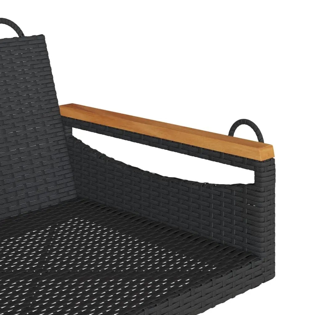 Outdoor Swing Bench Black Poly Rattan 63 x 62 x 40 cm