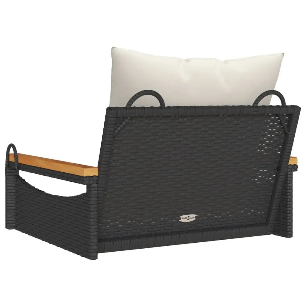 Outdoor Swing Bench Black Poly Rattan with Cushions 63 x 62 x 40 cm