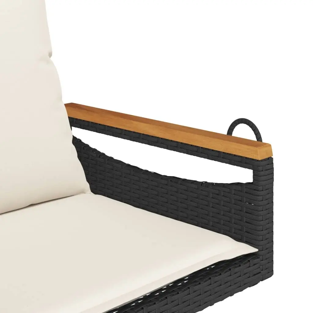 Outdoor Swing Bench Black Poly Rattan with Cushions 63 x 62 x 40 cm