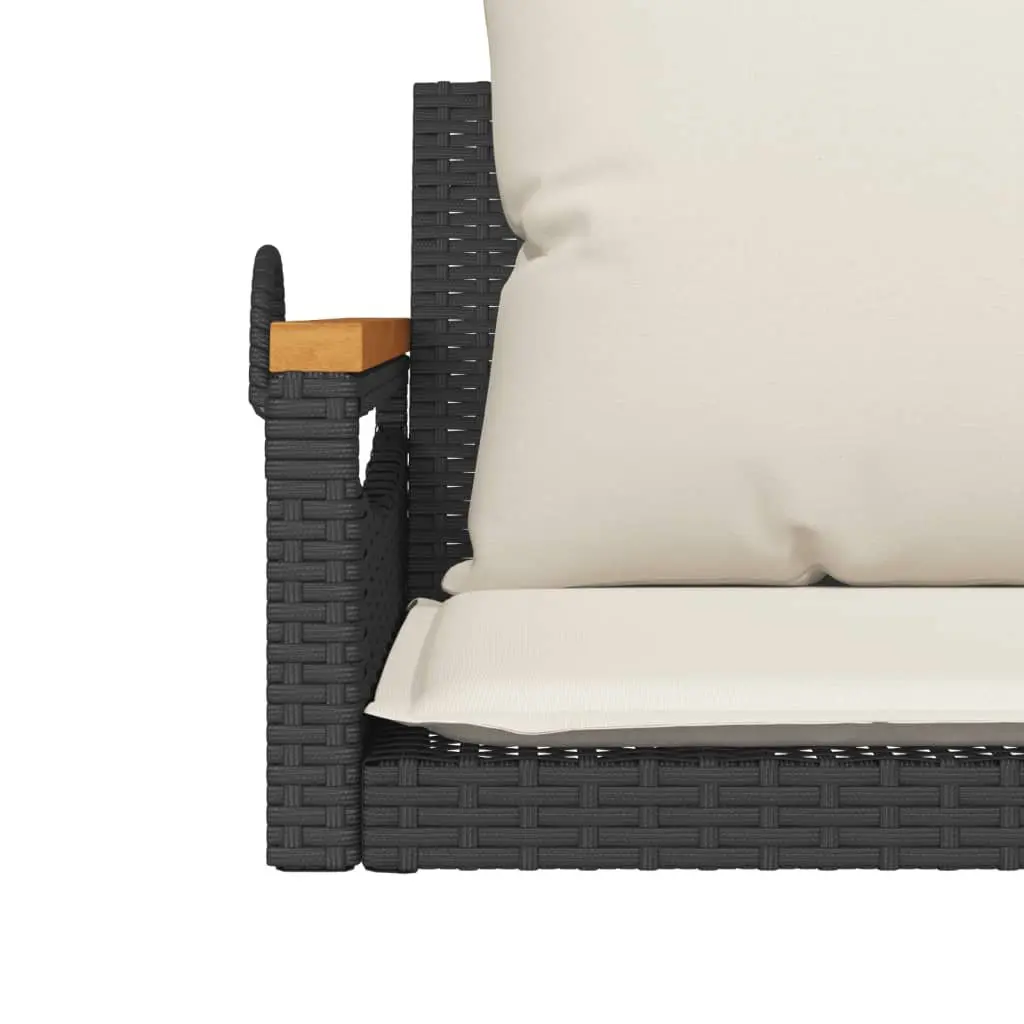 Outdoor Swing Bench Black Poly Rattan with Cushions 63 x 62 x 40 cm