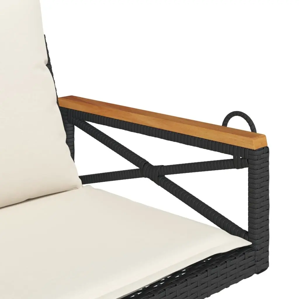 Swing Bench Black Poly Rattan Outdoor Seating with Cushions 63 x 62 x 40 cm