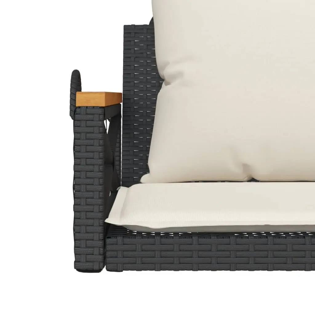 Swing Bench Black Poly Rattan Outdoor Seating with Cushions 63 x 62 x 40 cm