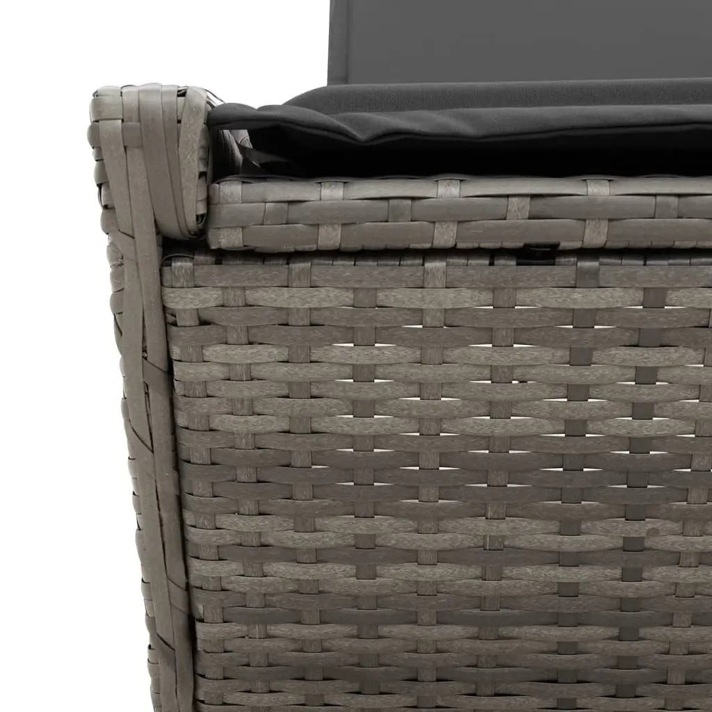 Double Sun Lounger Adjustable Backrest Grey Padded Cushions Outdoor Relaxation