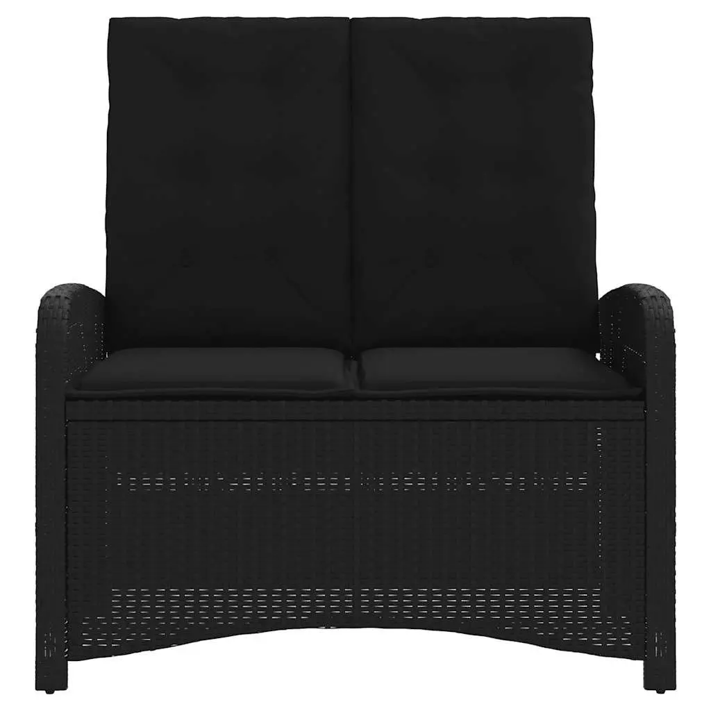 Reclining Garden Bench Outdoor Seating Adjustable Backrest Cushions Black