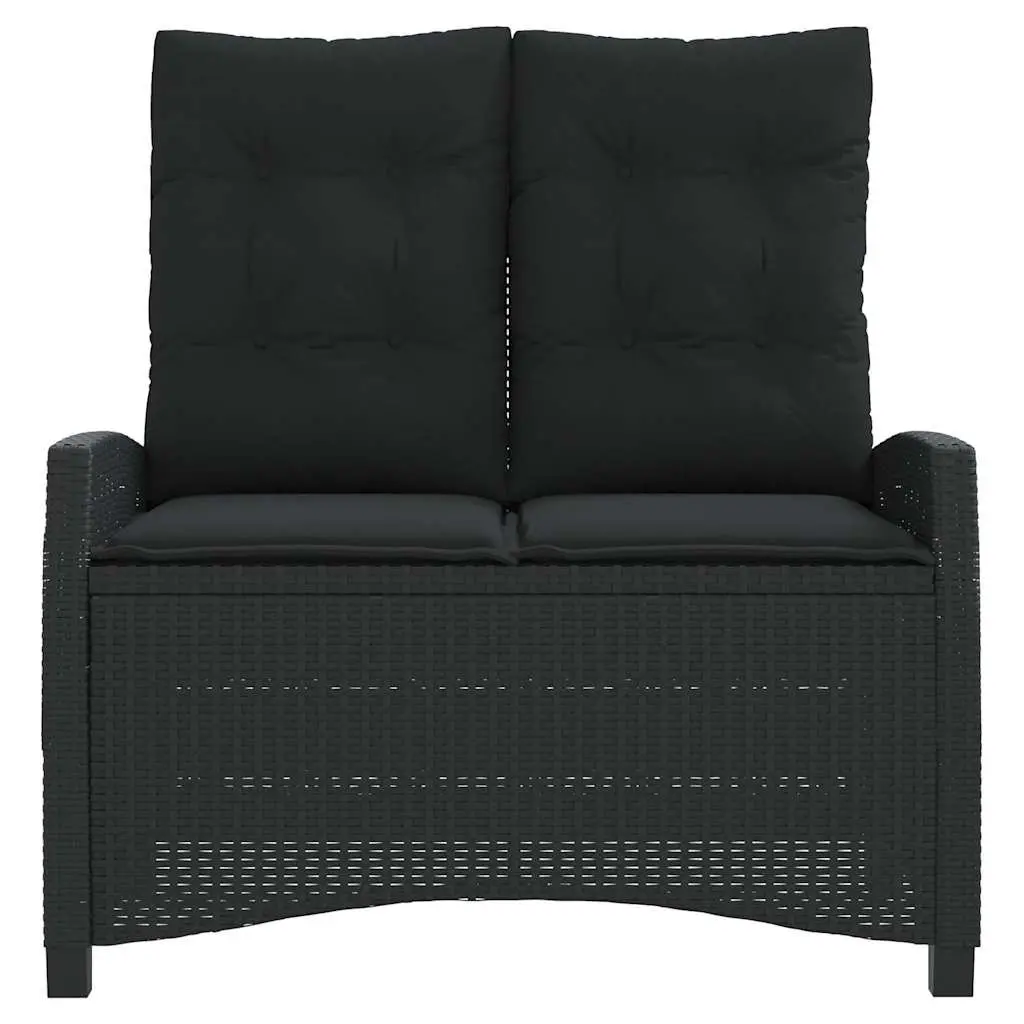 Adjustable Reclining Garden Bench with Thick Cushions Black Outdoor Seating