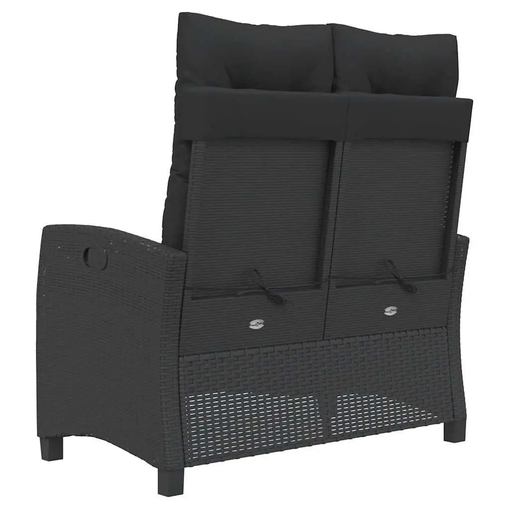 Adjustable Reclining Garden Bench with Thick Cushions Black Outdoor Seating