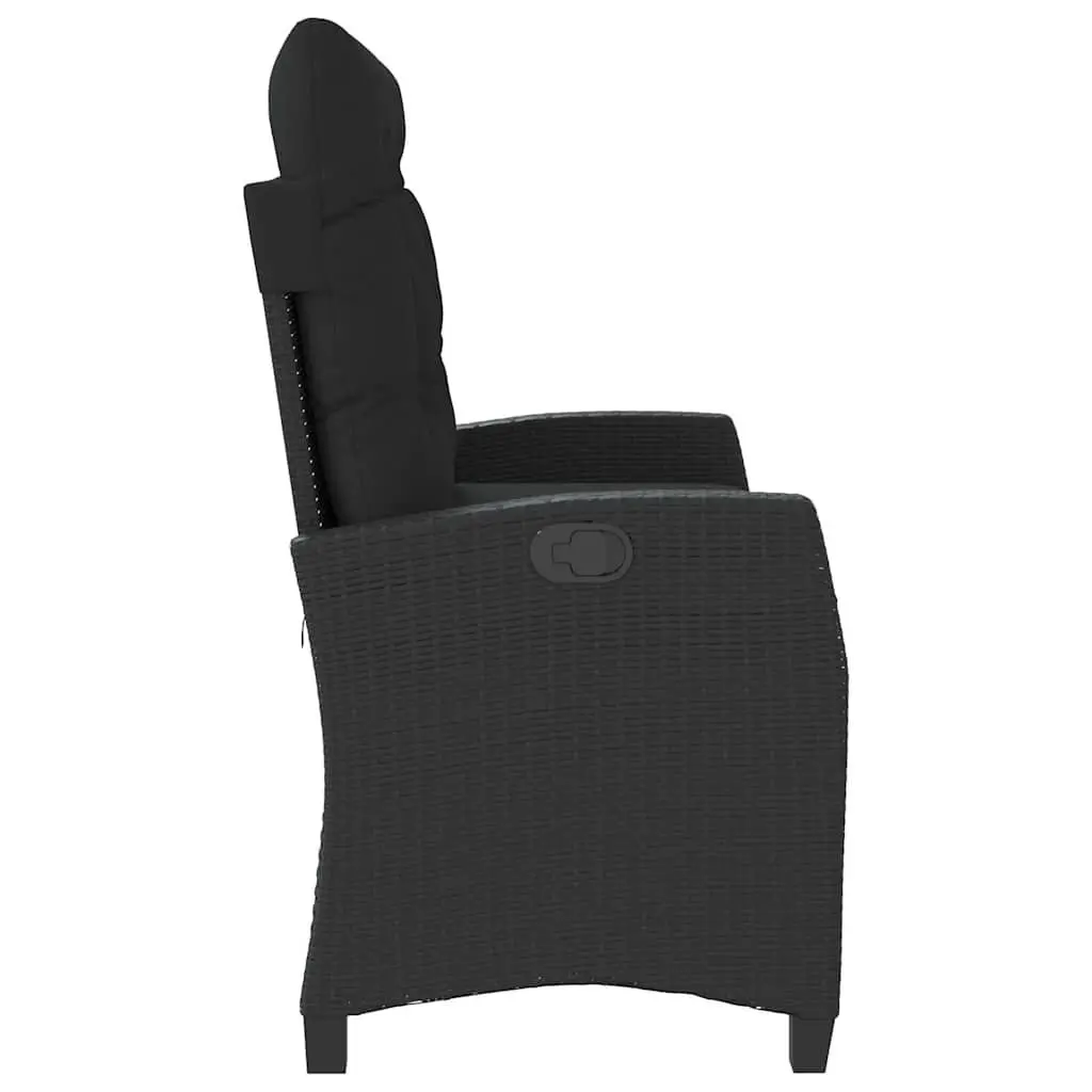 Adjustable Reclining Garden Bench with Thick Cushions Black Outdoor Seating