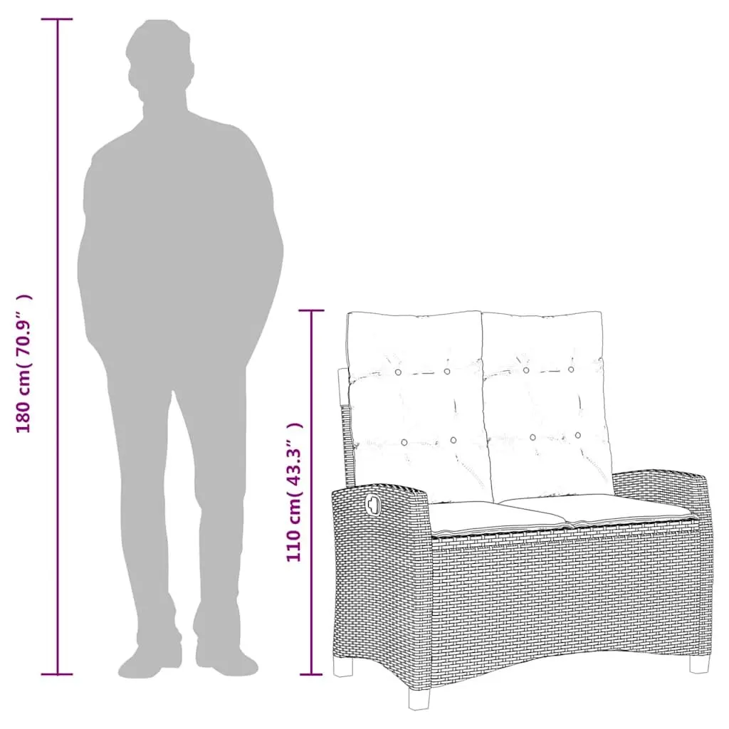 Reclining Garden Bench with Cushions