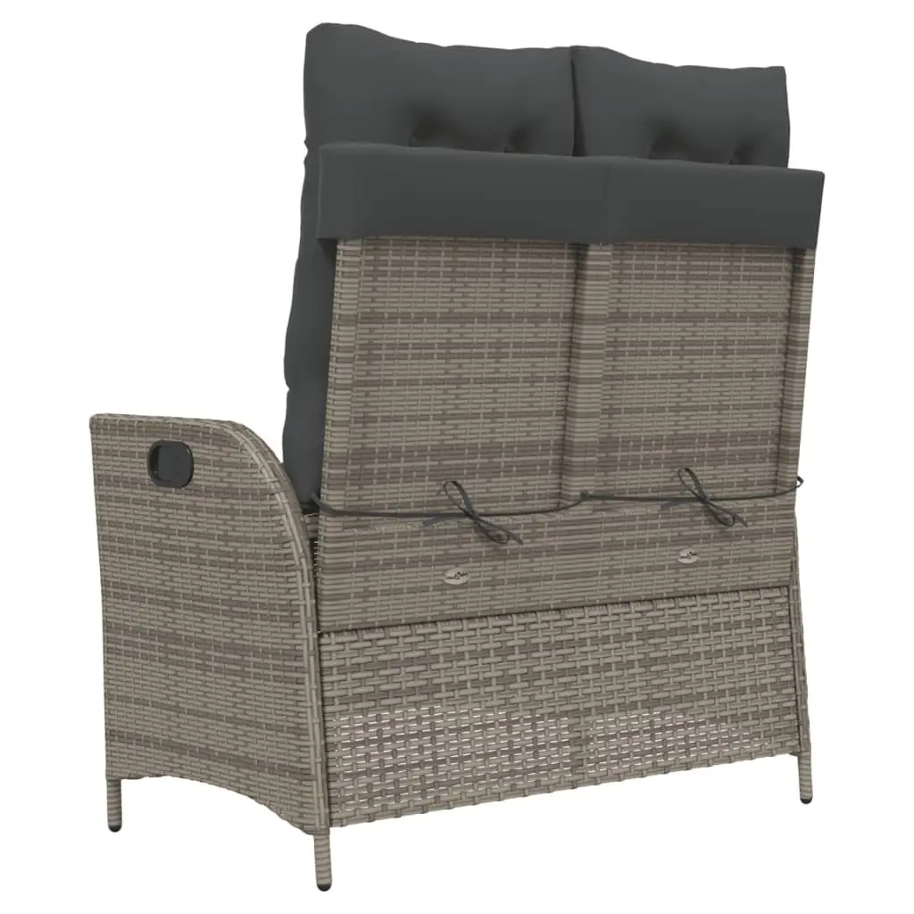 Reclining Garden Bench Adjustable Backrest Grey