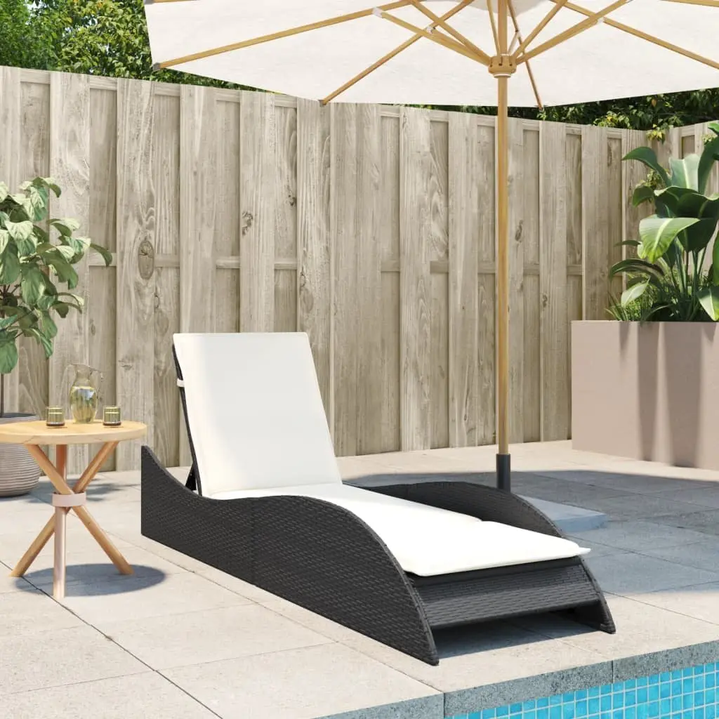 Sun Lounger Adjustable Backrest Outdoor Lounge Chair Black