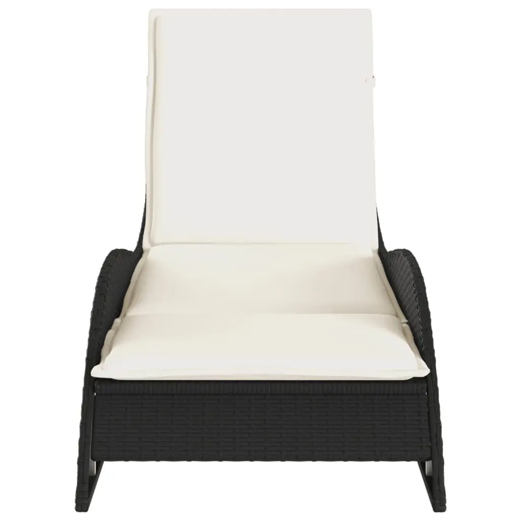 Sun Lounger Adjustable Backrest Outdoor Lounge Chair Black