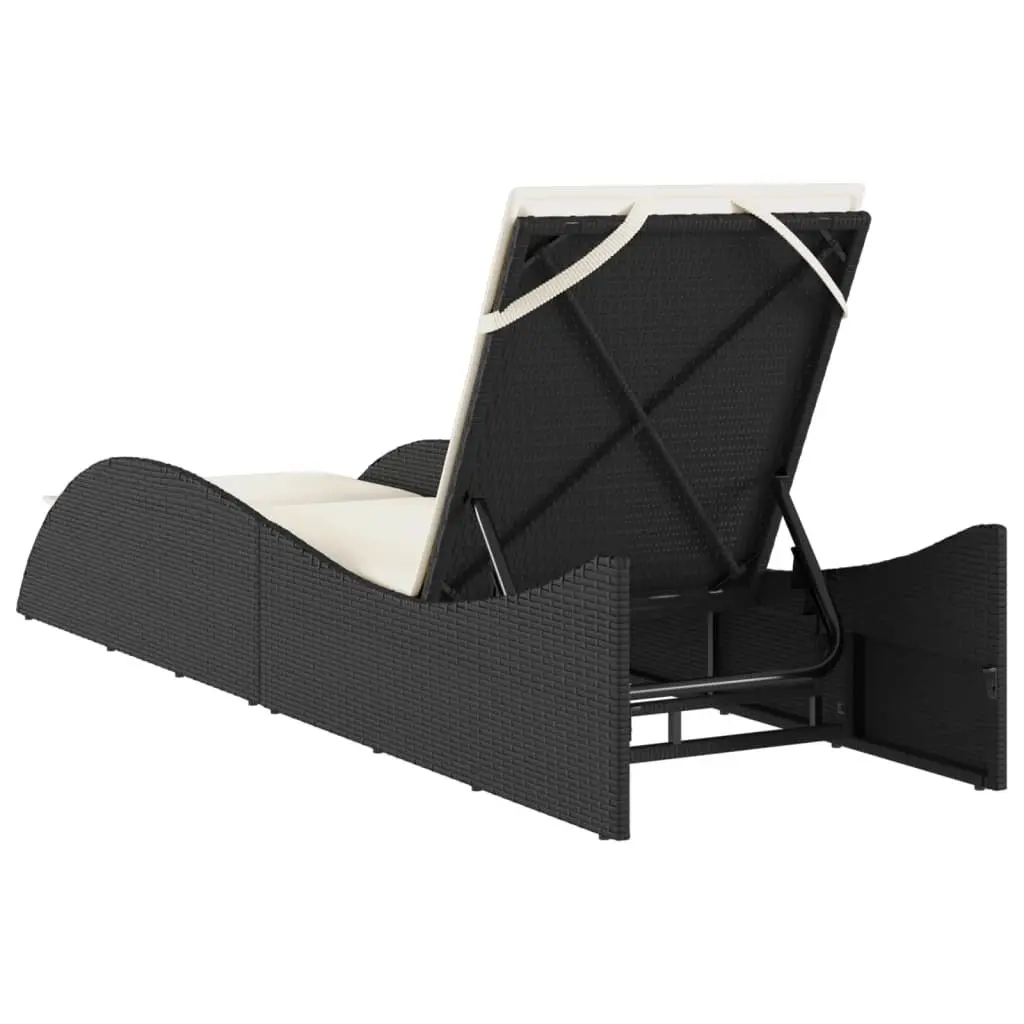 Sun Lounger Adjustable Backrest Outdoor Lounge Chair Black