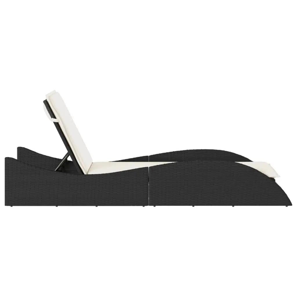 Sun Lounger Adjustable Backrest Outdoor Lounge Chair Black