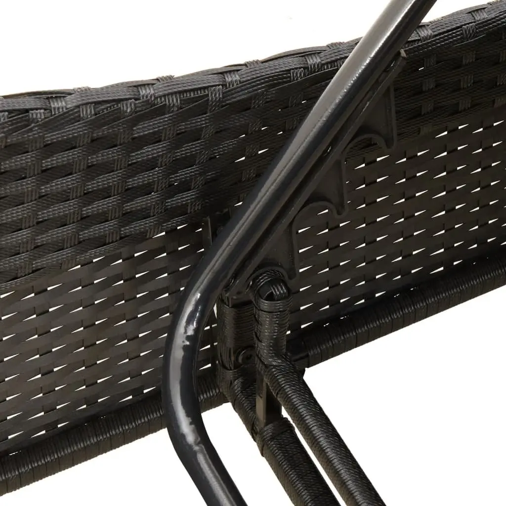 Sun Lounger Adjustable Backrest Outdoor Lounge Chair Black