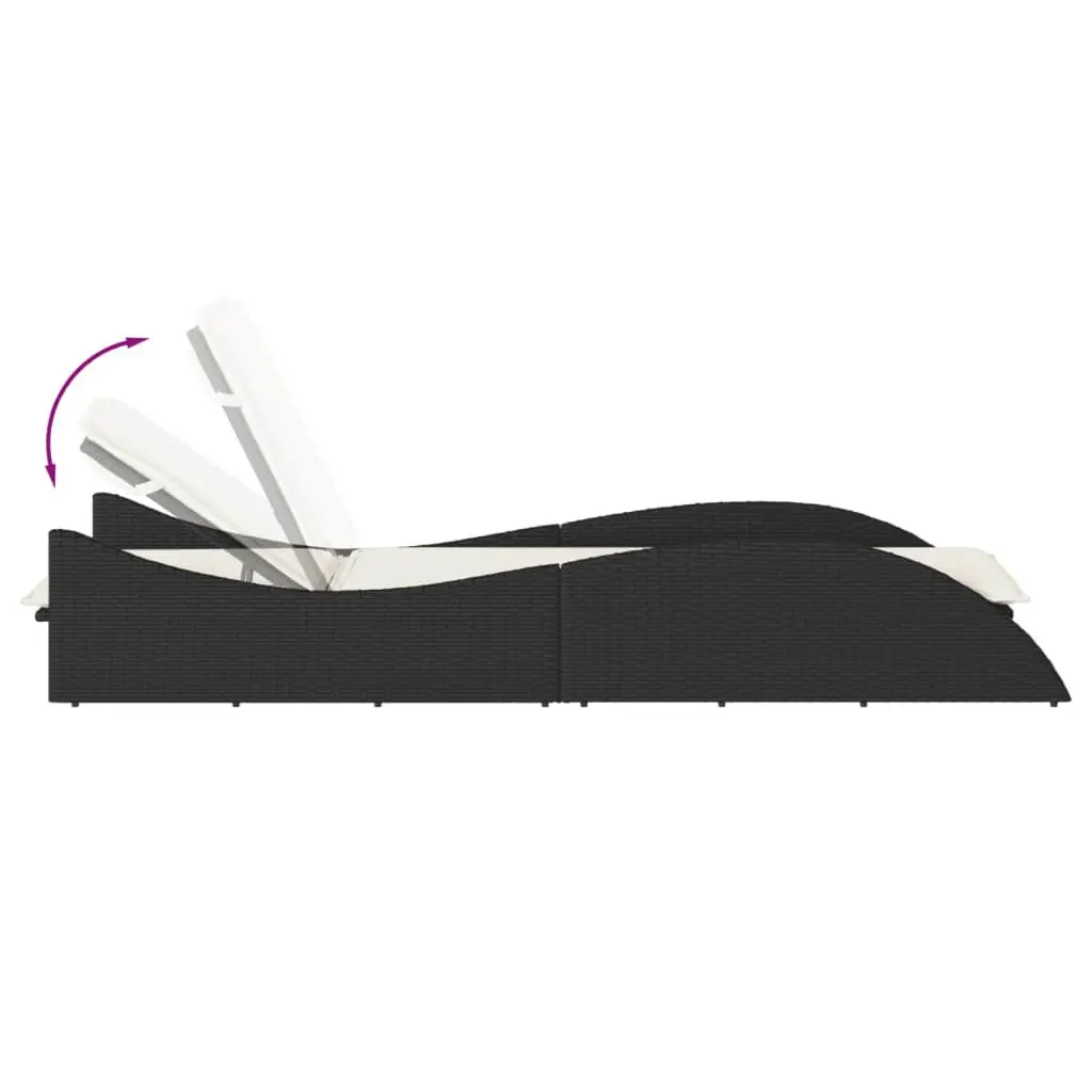 Sun Lounger Adjustable Backrest Outdoor Lounge Chair Black