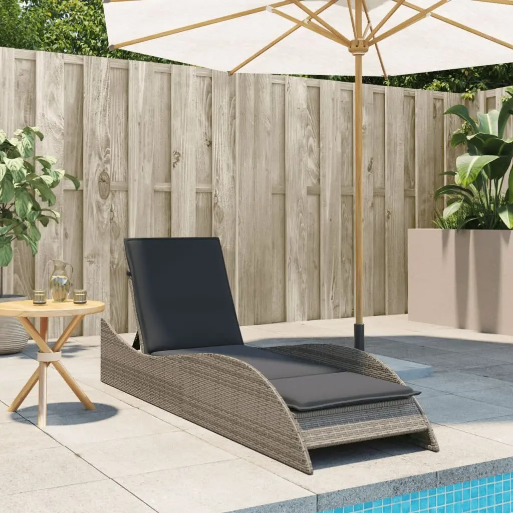 Sun Lounger Adjustable Reclining Garden Chair with Cushion Grey 60 x 205 x 73 cm