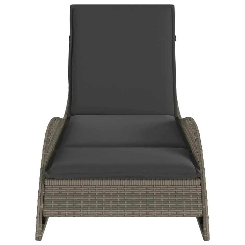 Sun Lounger Adjustable Reclining Garden Chair with Cushion Grey 60 x 205 x 73 cm