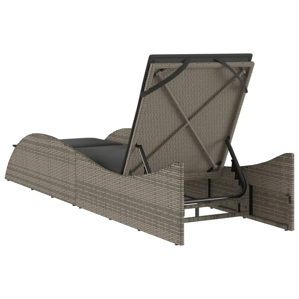 Sun Lounger Adjustable Reclining Garden Chair with Cushion Grey 60 x 205 x 73 cm