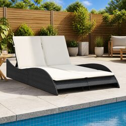 Stylish Black Sun Lounger with Cushions for Outdoor Use