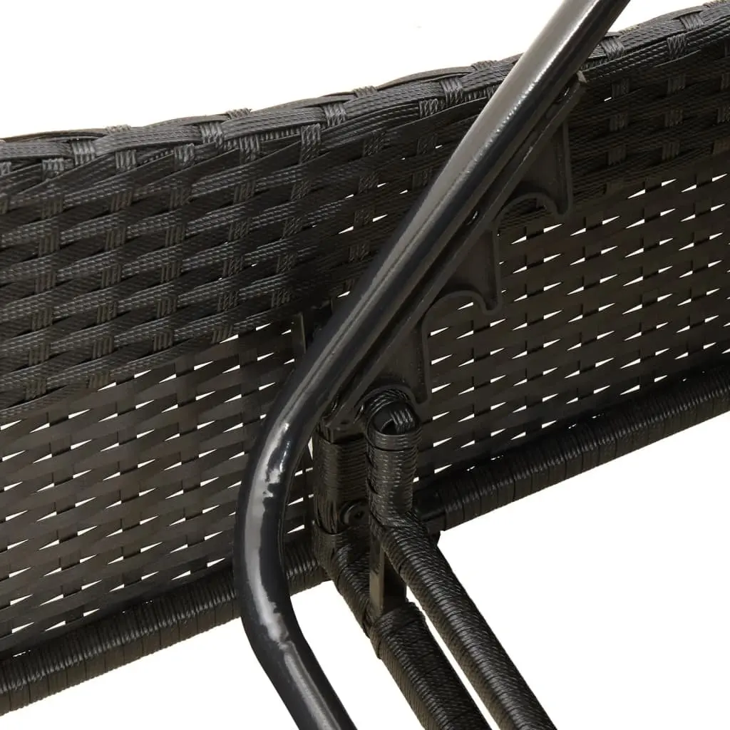 Adjustable Sun Lounger Black Outdoor Reclining Chair with Cushions