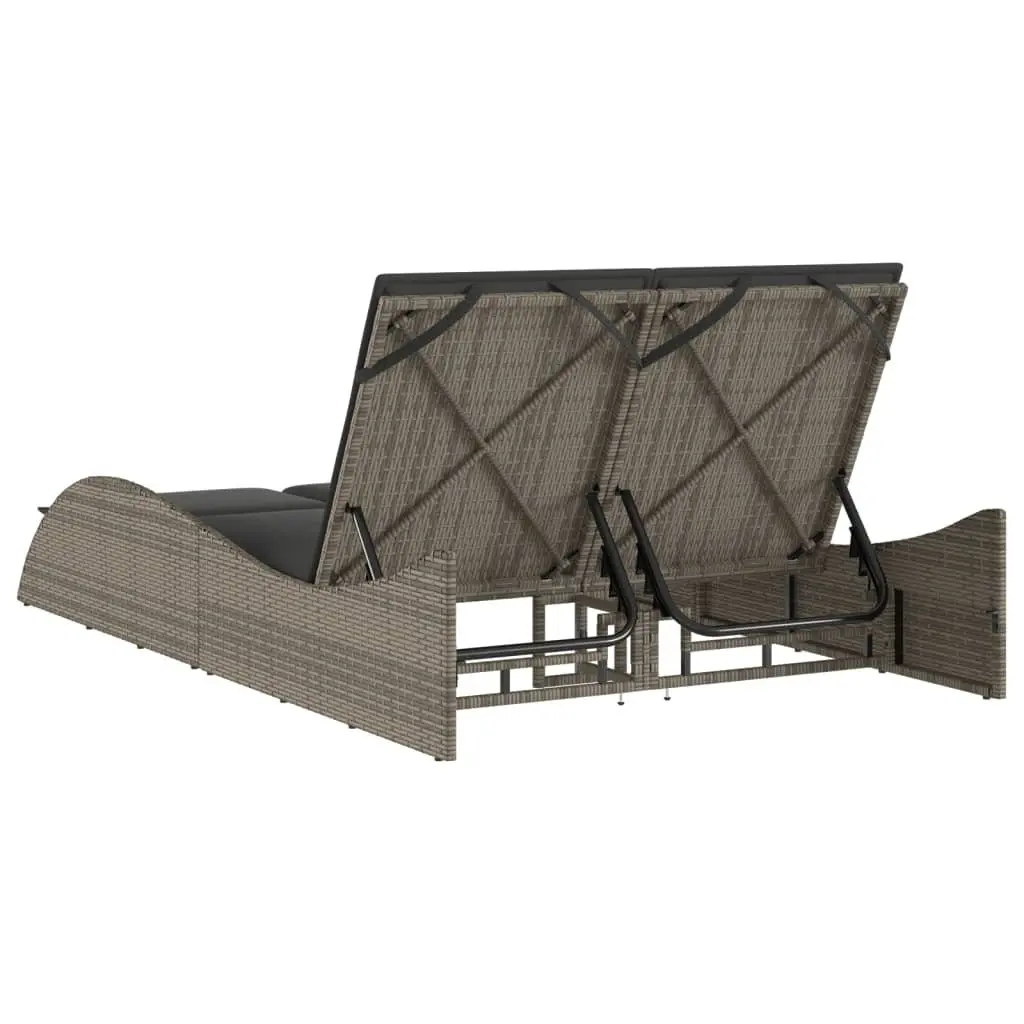 Outdoor Garden Furniture Grey Sun Lounger with Cushions Adjustable Backrest