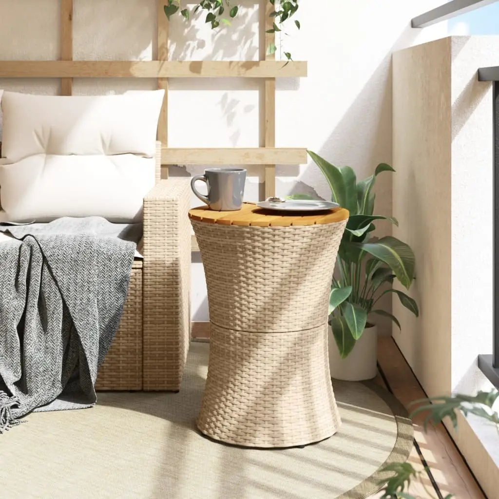 Garden Side Table Drum Shape Outdoor Furniture Patio Coffee Table Beige