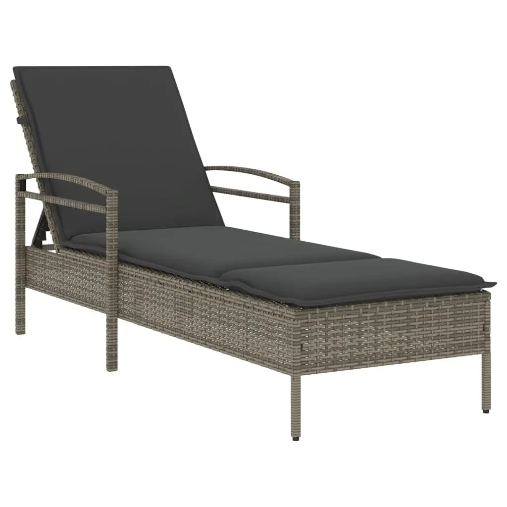 Sun Lounger Outdoor Furniture Adjustable Backrest Rattan Garden Lounge Chair