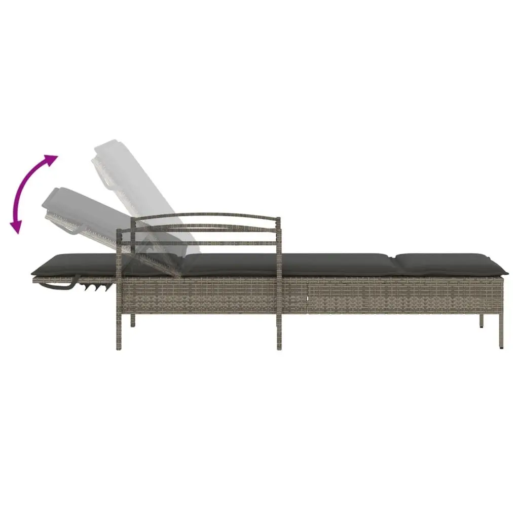 Sun Lounger Outdoor Furniture Adjustable Backrest Rattan Garden Lounge Chair