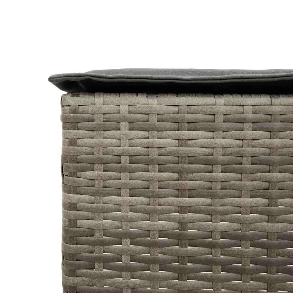 Outdoor Bar Stools Set of 2 Garden Seating with Cushions Grey Poly Rattan