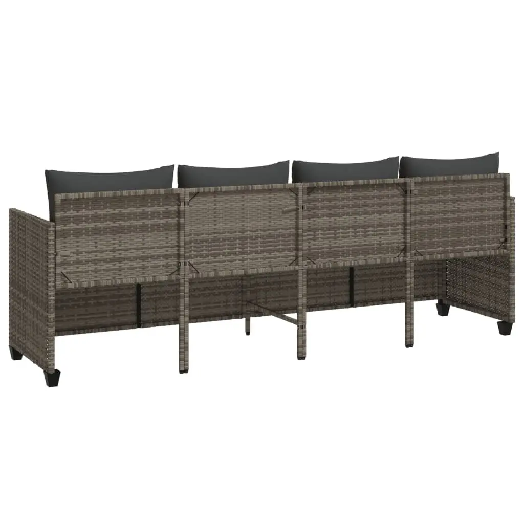 Sun Lounger with Cushions Grey Outdoor Garden Patio Recliner Chair Lounging