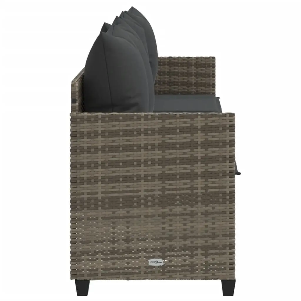 Sun Lounger Outdoor Reclining Chair Adjustable Backrest Footrest Grey Cushions