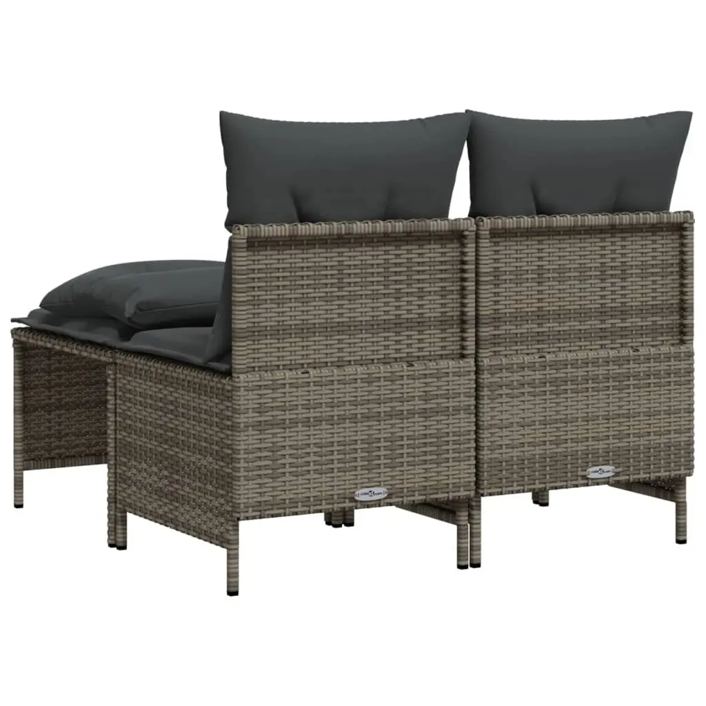 4 Piece Patio Sofa Set Grey Poly Rattan Cushion Seating Outdoor Furniture