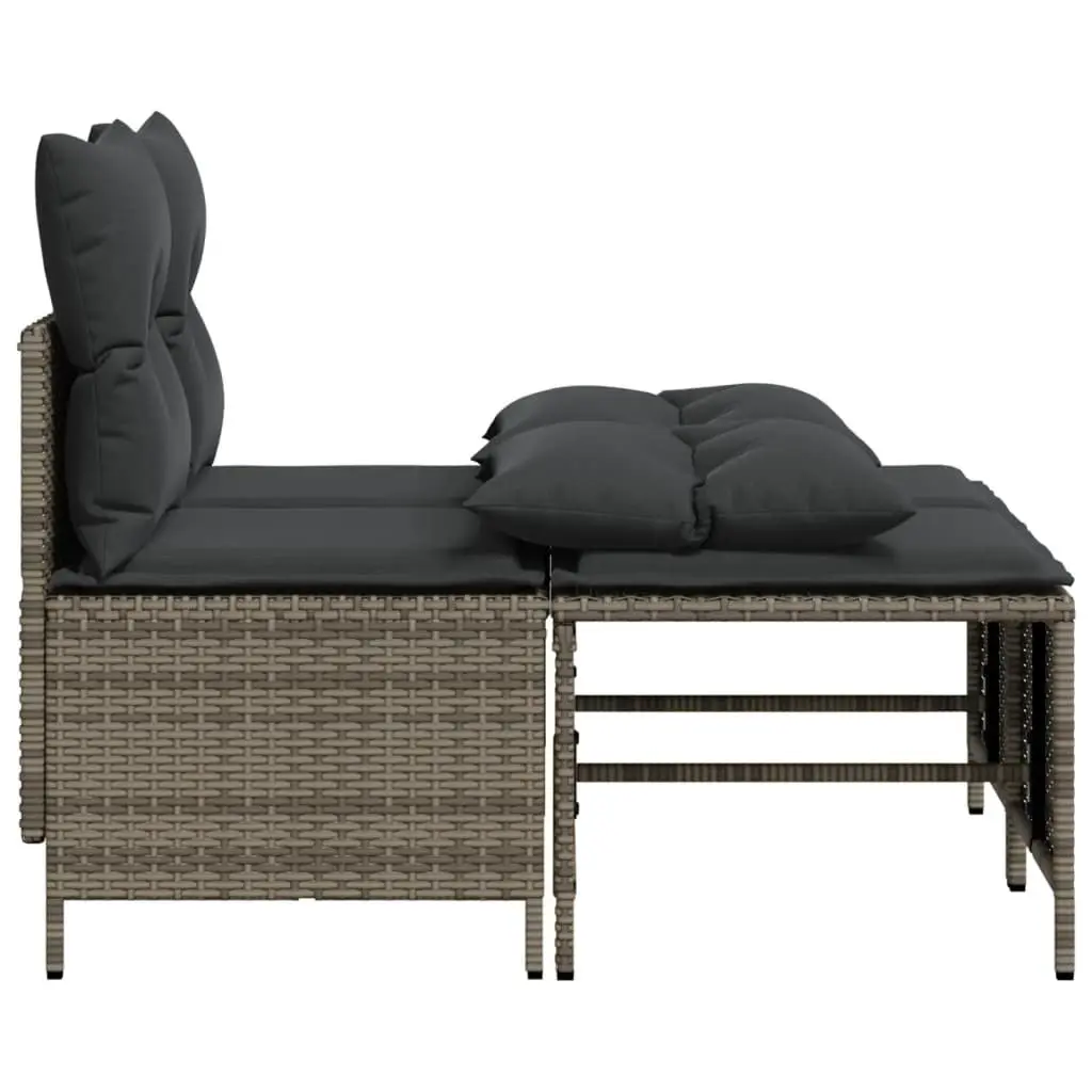 4 Piece Patio Sofa Set Grey Poly Rattan Cushion Seating Outdoor Furniture