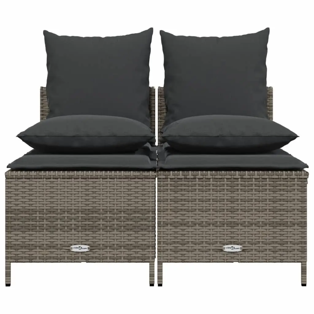 4 Piece Outdoor Garden Sofa Set Grey Poly Rattan with Cushions